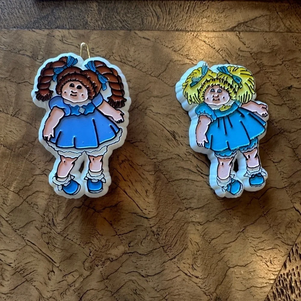 Vintage 1983 Cabbage Patch Kids Pair of Barrettes Blue Dress Hair Clips